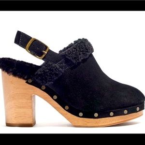 Madewell The Lesley Shearling Slingback Clogs